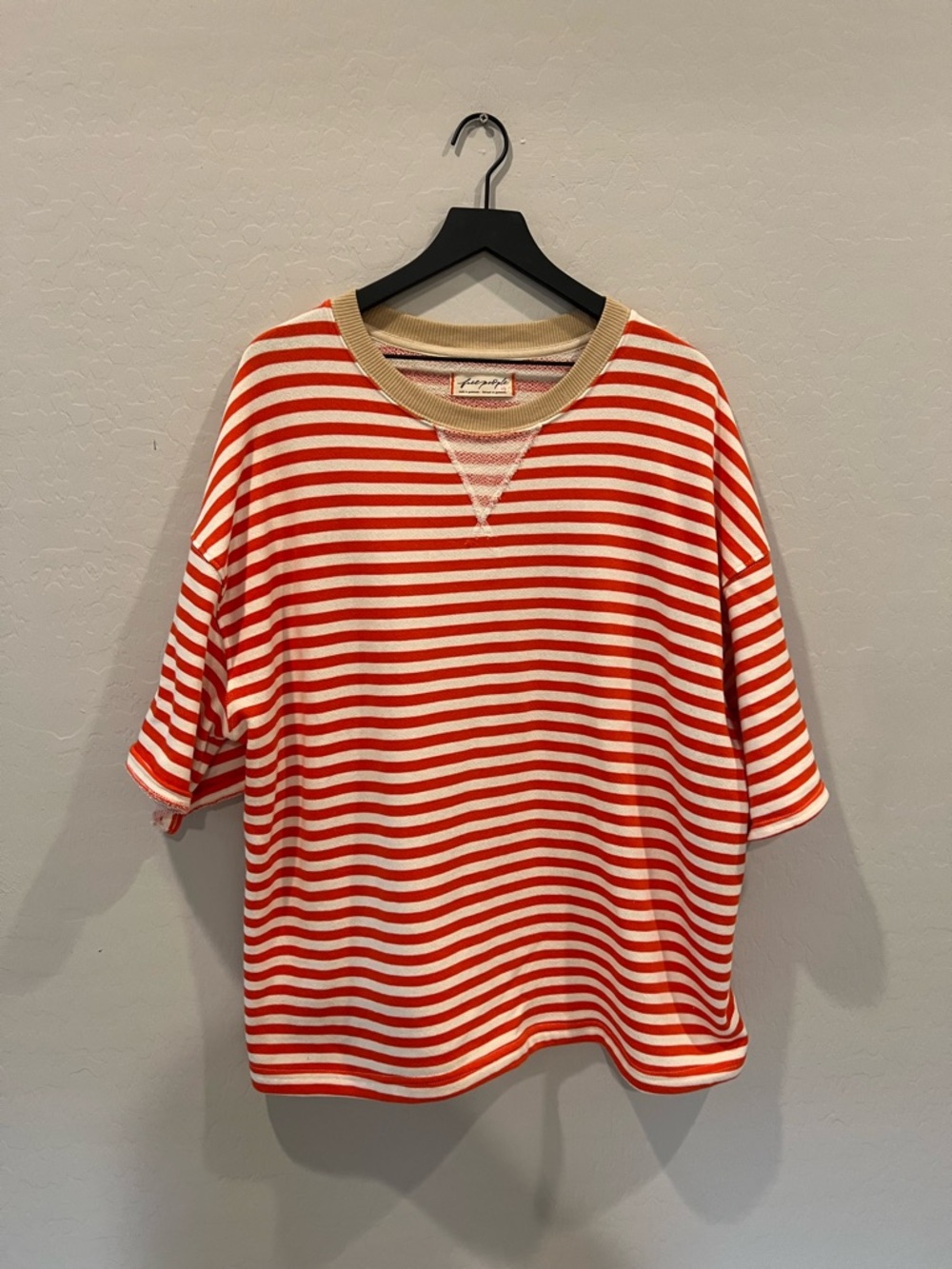 Free People Striped Short Sleeve Crewneck